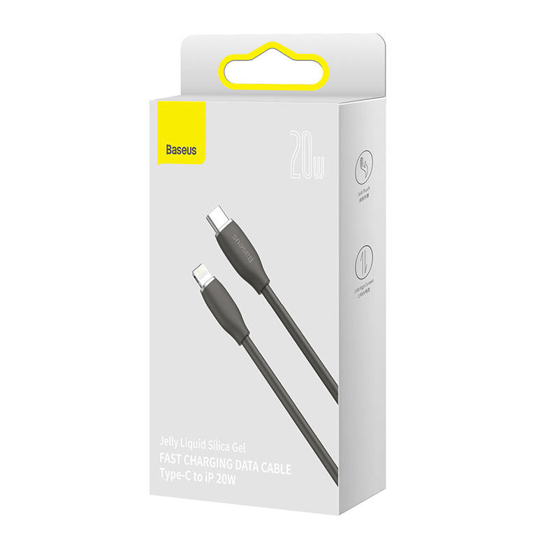 Kabllo USB Baseus Jelly Liquid Silica Gel, USB C në Lightning, 1.2m, e zezë