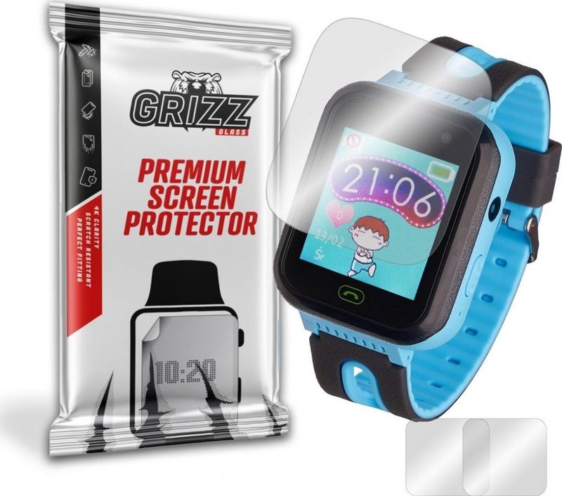 Xham mbrojtës hibrid GrizzGlass për smartwatch Garett Kids Fine, 2 copë, transparent
