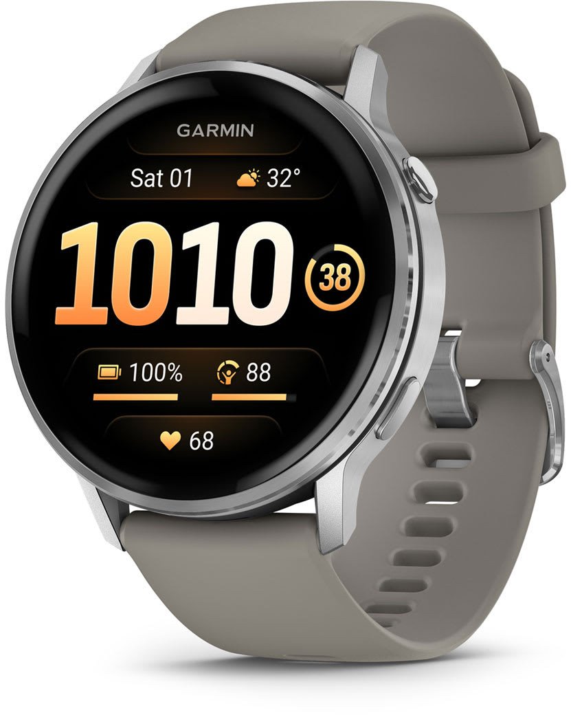 Ora inteligjente Garmin Venu 4, GPS, bateri 12 ditë, çelik inoksi