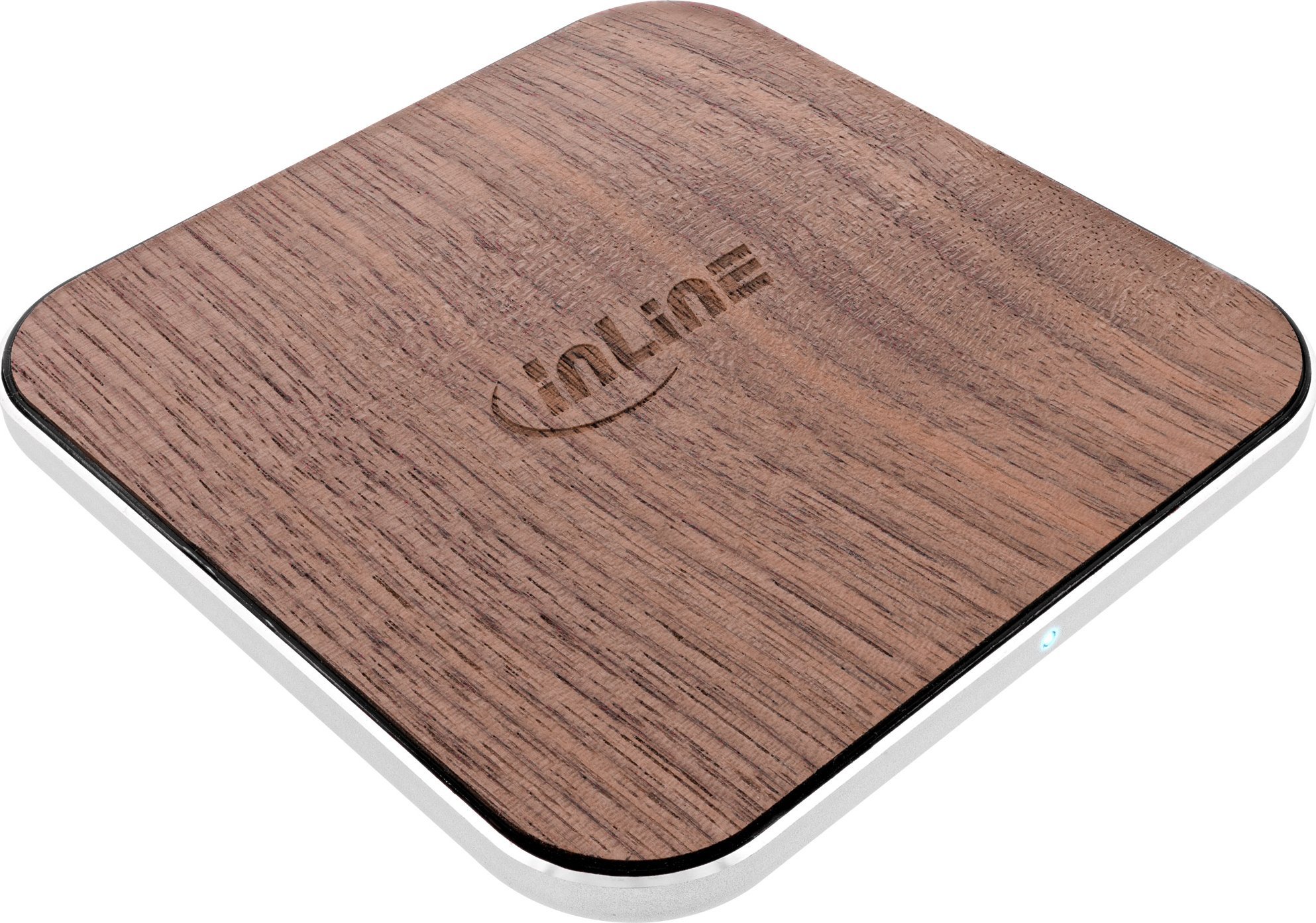 Karikues wireless InLine Qi Woodcharge, Fast Charge 15W, USB C, ngjyrë druri