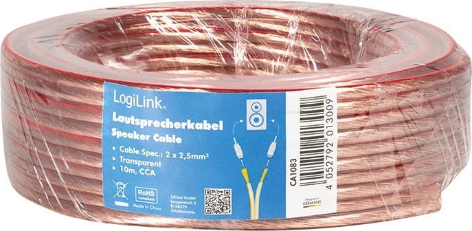 Kabllo audio LogiLink, 10m, alumini i veshur me bakër, izolim transparent