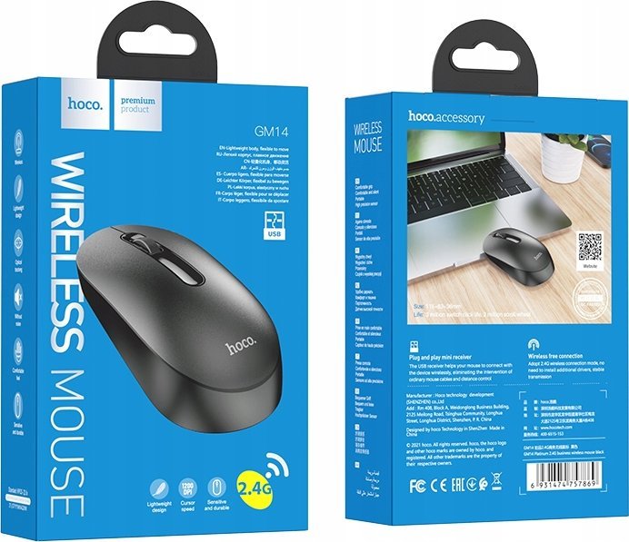 Mouse wireless Hoco GM14, 2.4GHz, nano USB, i zi
