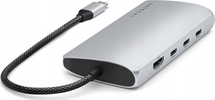 Adaptues USB C Satechi ST P8KES, Multiport 8K, Ethernet gigabit, argjendtë