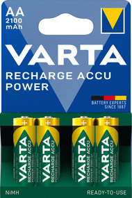 Bateri rikarikuese Varta AA NiMH, 1.2V, 2100mAh, jeshile