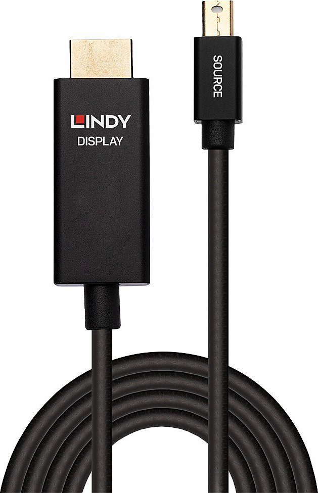 Kabllo Lindy Mini DisplayPort në HDMI, 2m, 4K 60Hz, HDR, e zezë