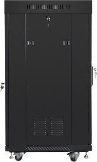 Kabinet rack 19" Lanberg FF01, 22U, 600x600 mm, derë rrjetë, i zi
