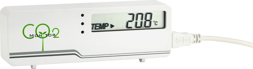 Монитор за јаглерод диоксид TFA AIRCO2NTROL Mini 31.5006.02, ЛЦД екран, УСБ напојување, бел