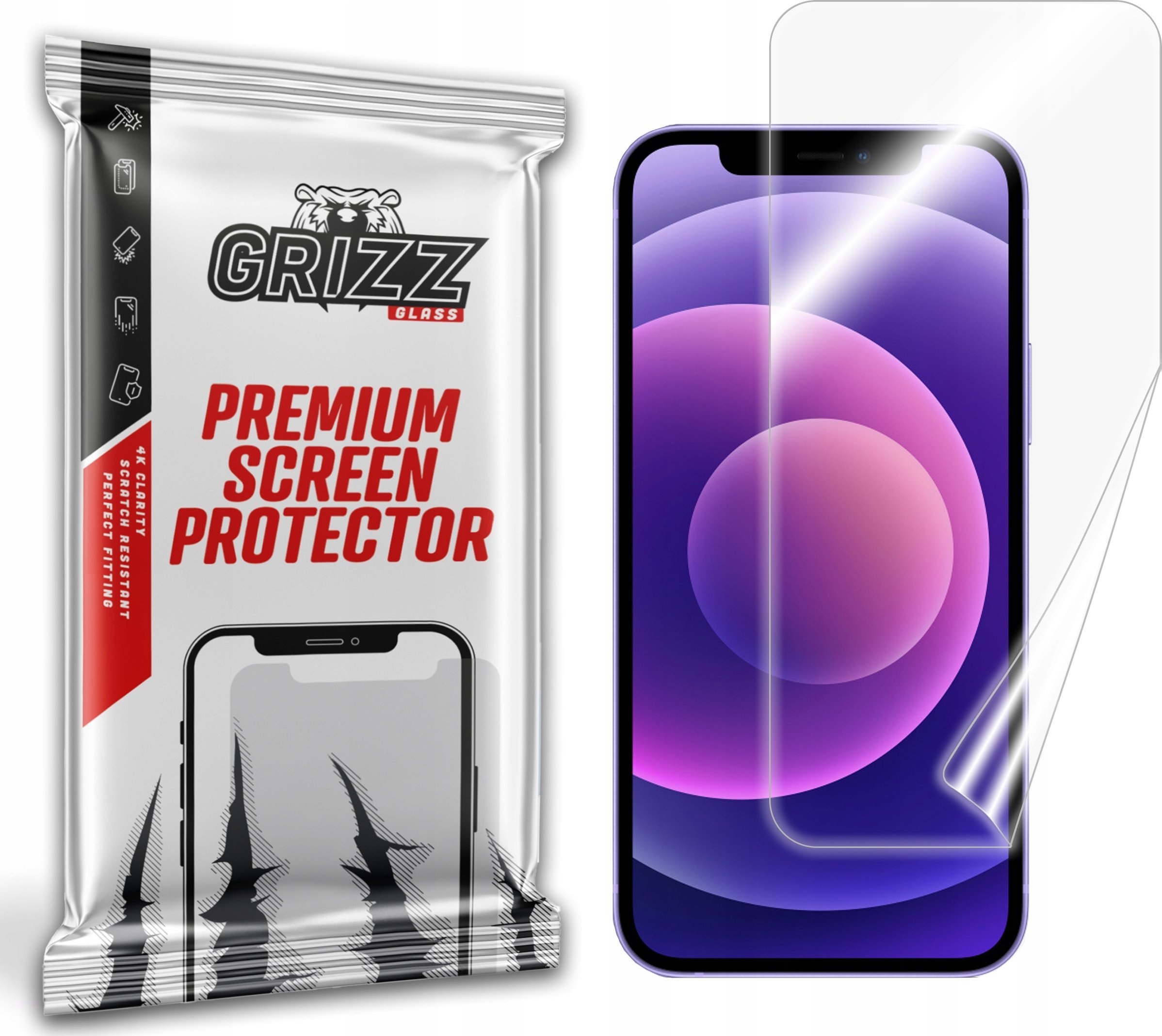 Folie mbrojtëse GrizzGlass CeramicFilm për Apple iPhone 12, keramik, transparente