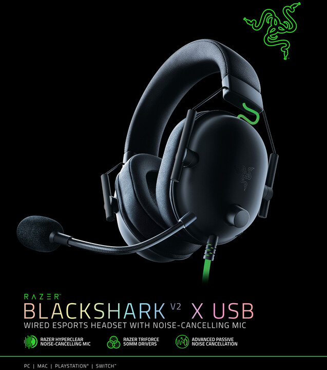 [OUTLET] Kufje Razer BlackShark V2 X USB, të zeza
