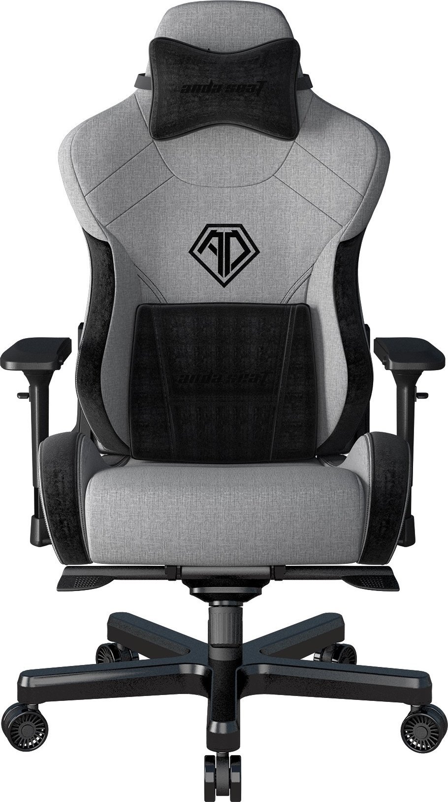 Karrige gaming AndaSeat T-Pro II, ergonomike, pëlhurë, gri e zezë