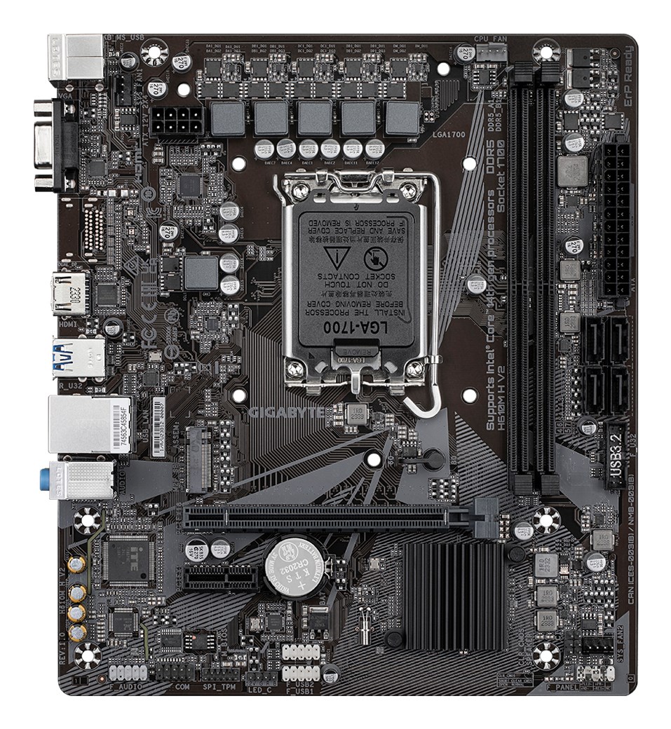 Pllakë amë Gigabyte H610M H V2, DDR5, LGA 1700, e zezë
