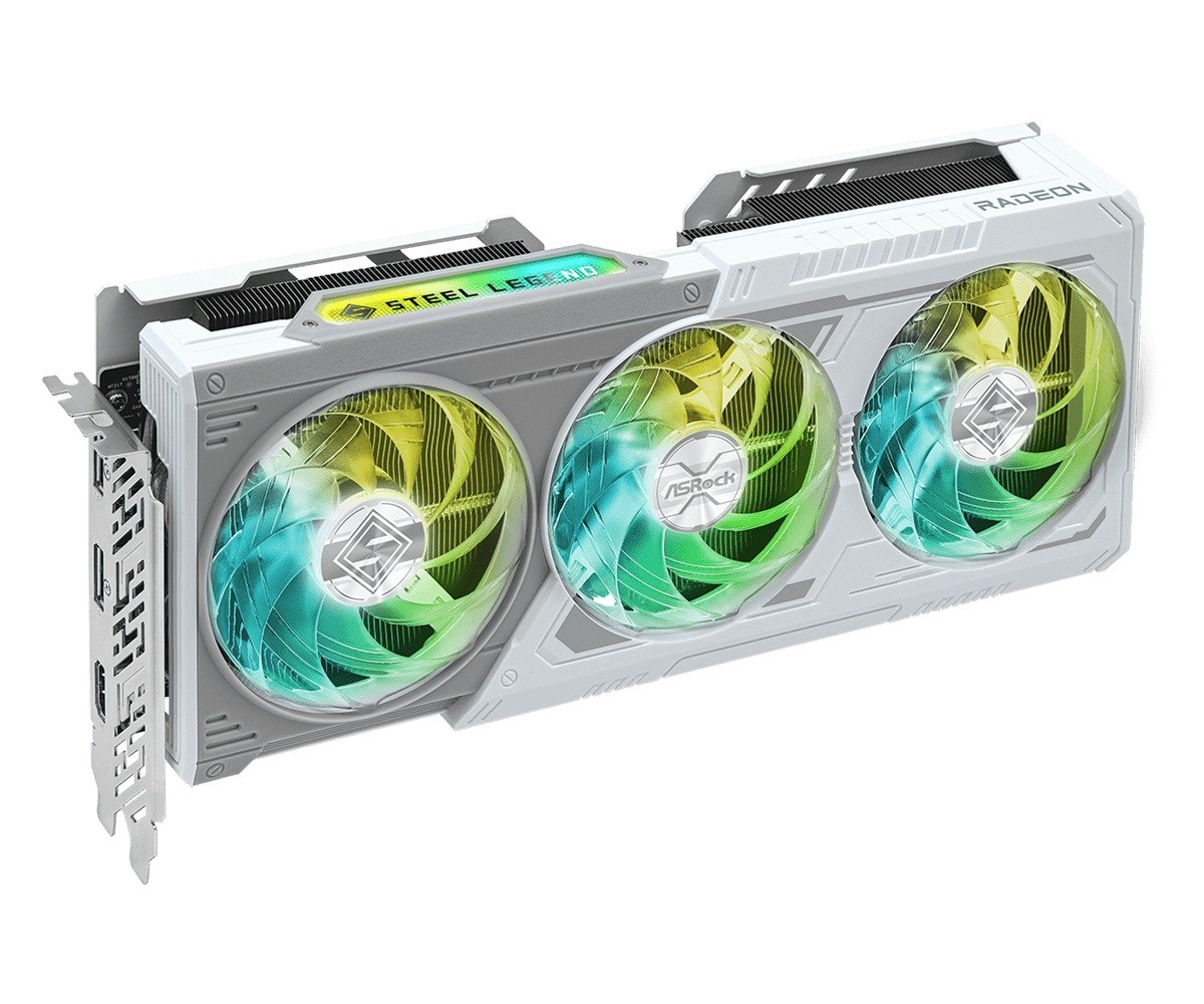 Kartë grafike ASRock Radeon RX 9060 XT Steel Legend OC, 16GB GDDR6, PCI Express, e bardhë