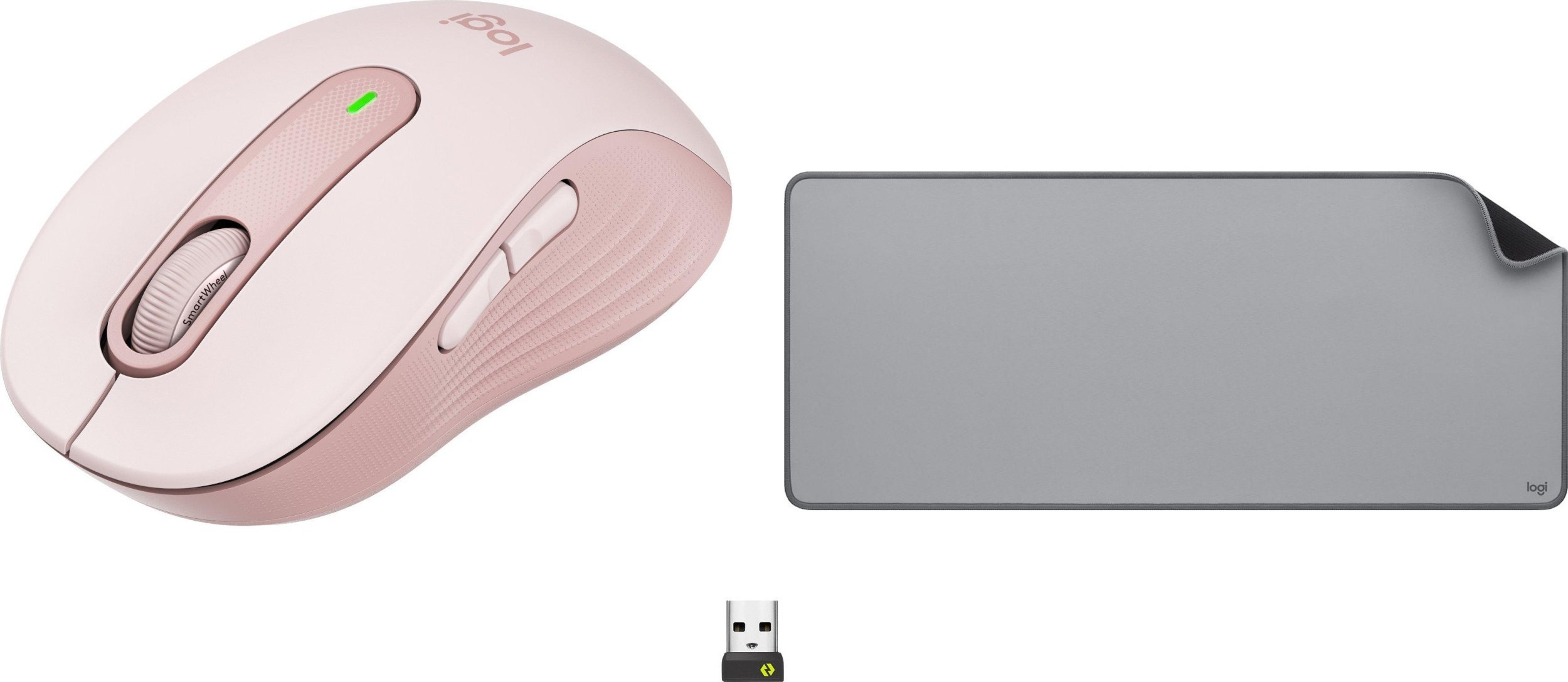 Set maus dhe mauspad Logitech M650, wireless, Bluetooth, rozë dhe gri
