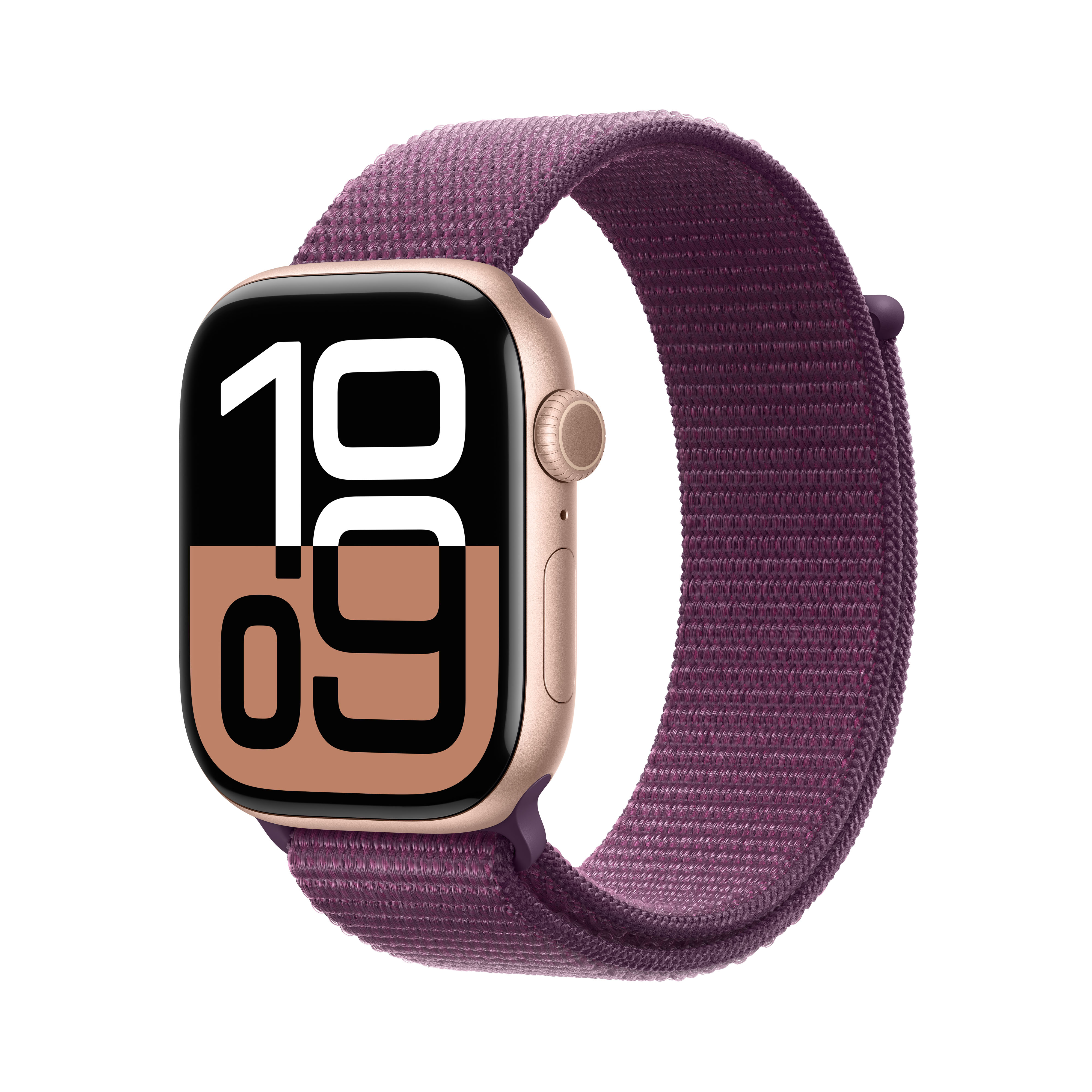 Apple Watch Series 10 GPS, 46mm, Rose Gold Aluminum Case with Plum Sport Loop