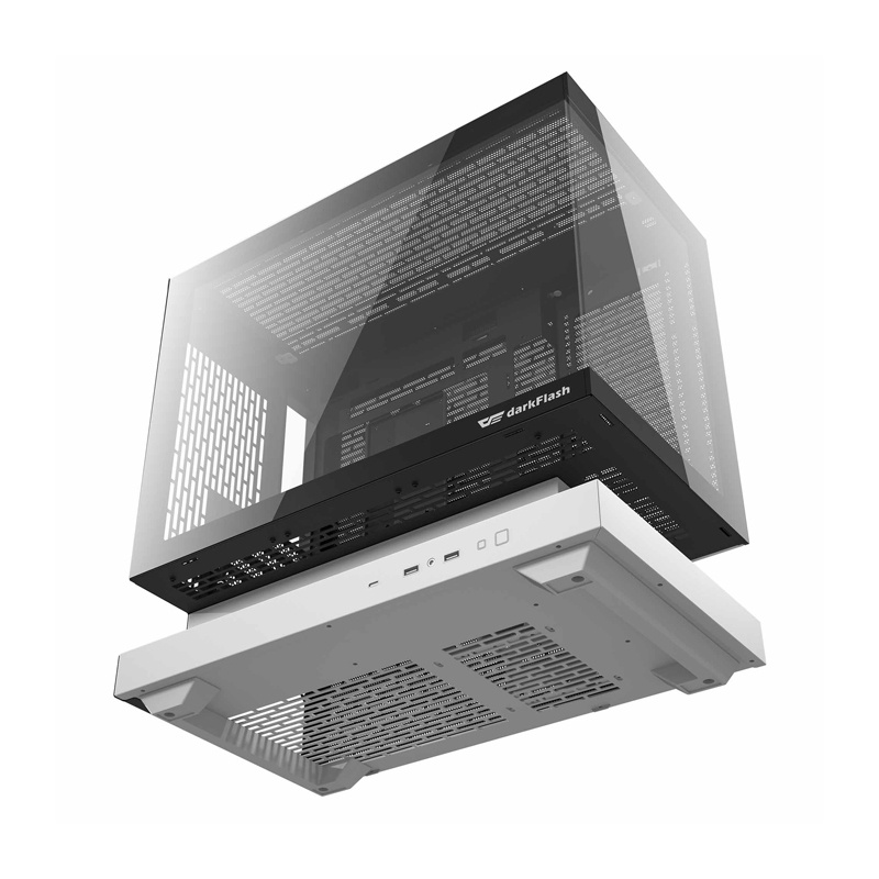 Kuti kompjuteri Darkflash F1 ITX, 6 ventilatorë ARGB, e bardhë