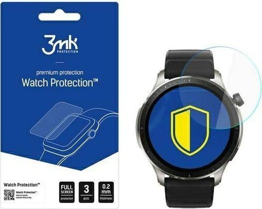 Qelq mbrojtës 3MK FlexibleGlass për Amazfit GTR 4 46mm, hibrid, 0.2mm, transparent