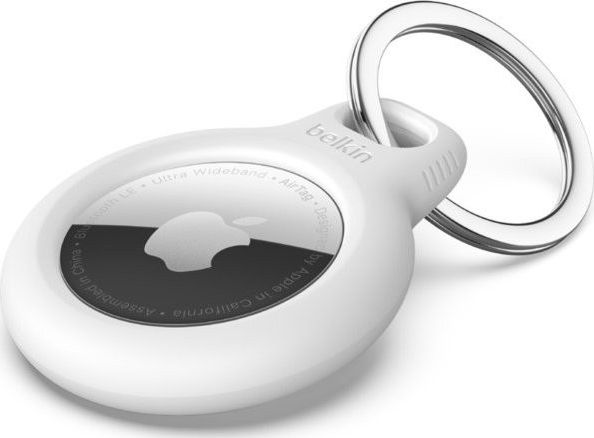Mbajtëse Belkin Secure AirTag me unazë çelësash, Twist and Lock, e bardhë