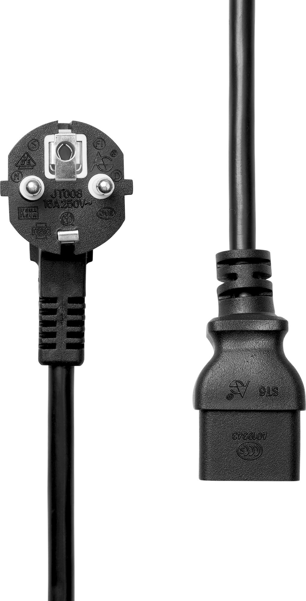 Kabllo rryme ProXtend Power Cord, Schuko me kënd në C19, 1m, e zezë