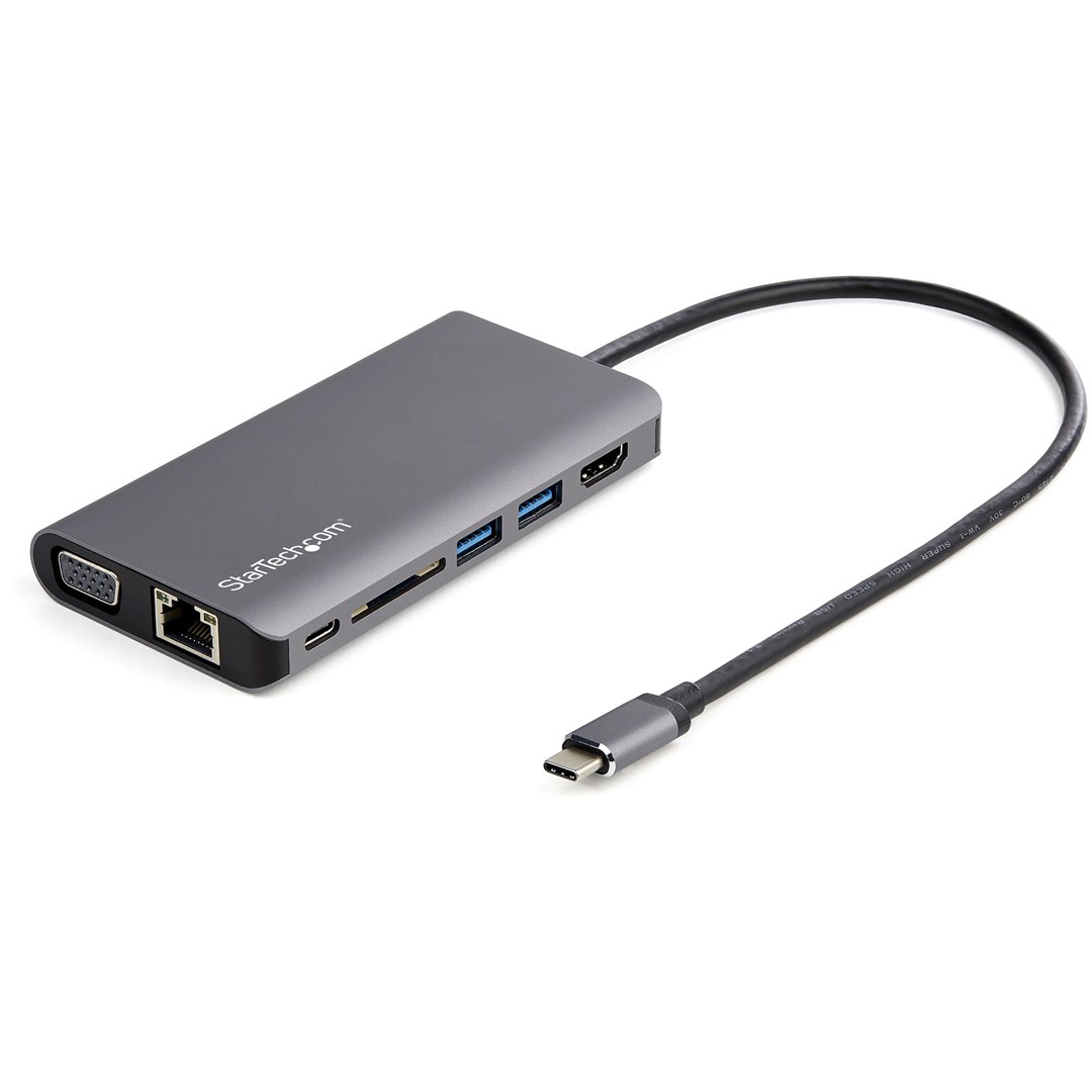 Përshtatës shumëportësh Startech, USB-C, HDMI/VGA, 100W, i hirtë