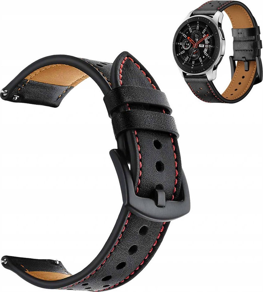 Rrip dore Strado për Amazfit BIP GTS GTR, 42mm, lëkurë, i zi
