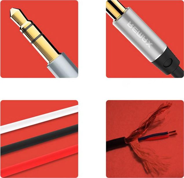 Kабел аудио Remax AUX, 1m, 3.5mm мини џек, црн