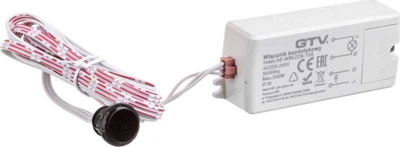 Çelës jo-kontakt GTV LED Single-circuit për dyer, 500W, IP20, i bardhë