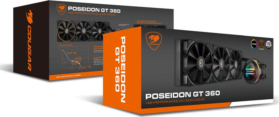 Ладилник за вода AIO Cougar Poseidon GT 360, радијатор 360 mm, ARGB, црн