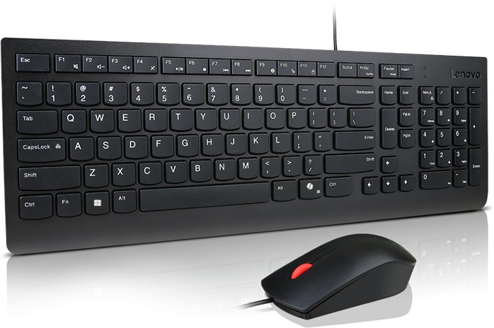 Set tastierë dhe maus Lenovo Essential, me kabllo USB, layout English US, i zi