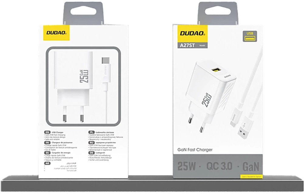 Karikues USB Dudao A27S, 25W GaN, Quick Charge 3.0, i zi