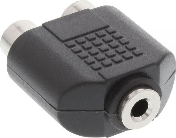 Adapter audio InLine 3.5mm Jack në 2x RCA, femër femër, i zi
