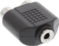 Adapter audio InLine 3.5mm Jack në 2x RCA, femër femër, i zi