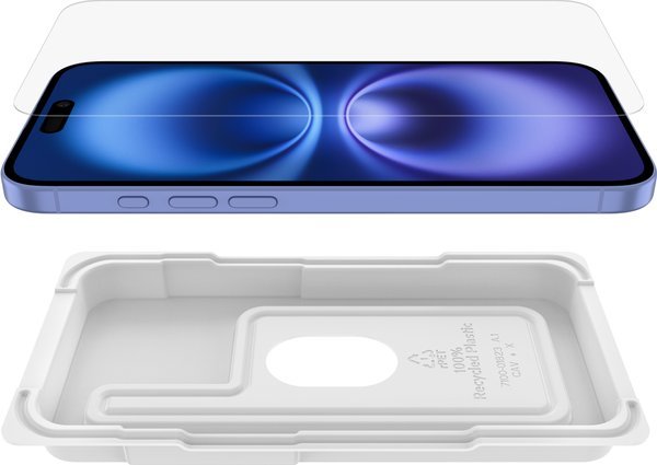 Mbrojtës ekrani Belkin ScreenForce Clear për iPhone 16 Plus, xham i kalitur, transparent