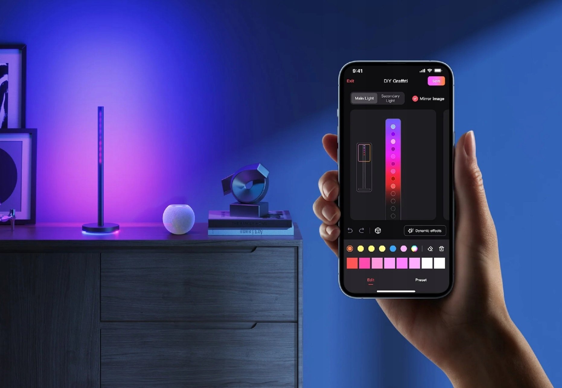 Llambë tavoline Yeelight Beam RGBIC, dritë shumëngjyrëshe, përputhshmëri HomeKit Google Alexa, e zezë