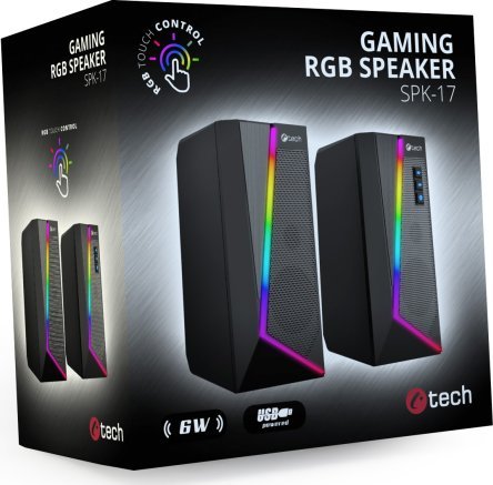 Altoparlantë C TECH SPK 17, 2.0, me RGB, të zinj