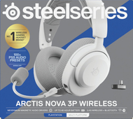 Безжични гејмерски слушалки SteelSeries Arctis Nova 3P Wireless, 2.4GHz и Bluetooth, за PlayStation, бели