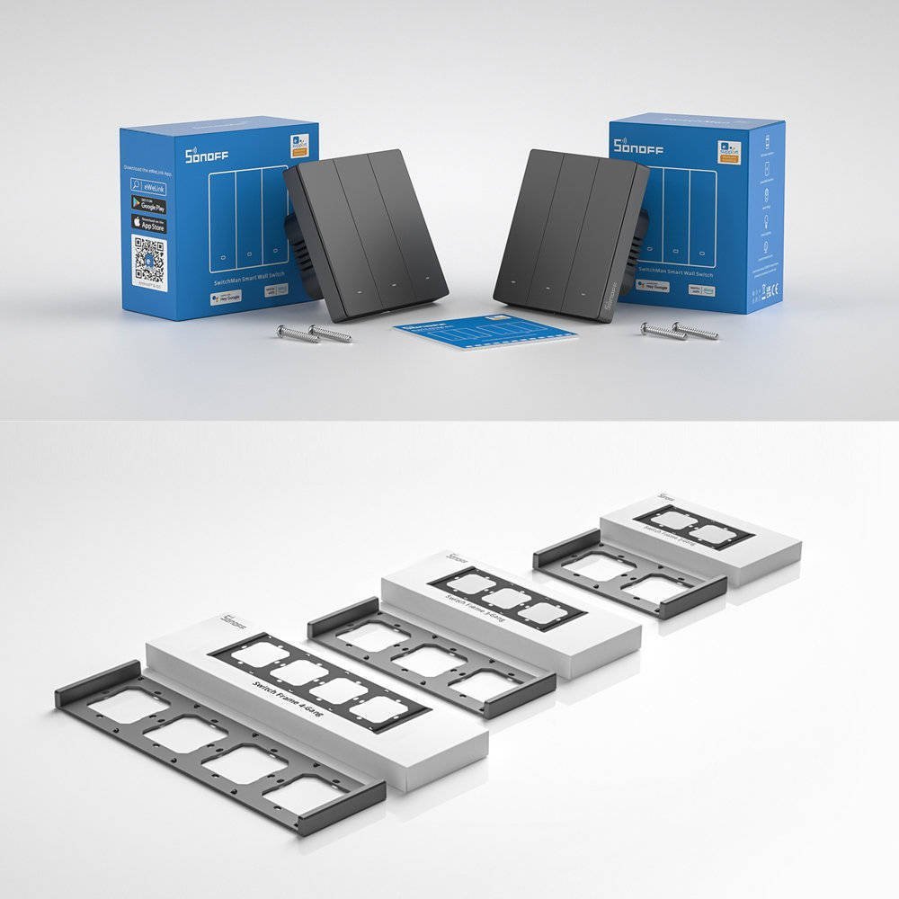 Çelës muri smart Sonoff M5 Switchman, WiFi, 1C 2C 3C, i bardhë