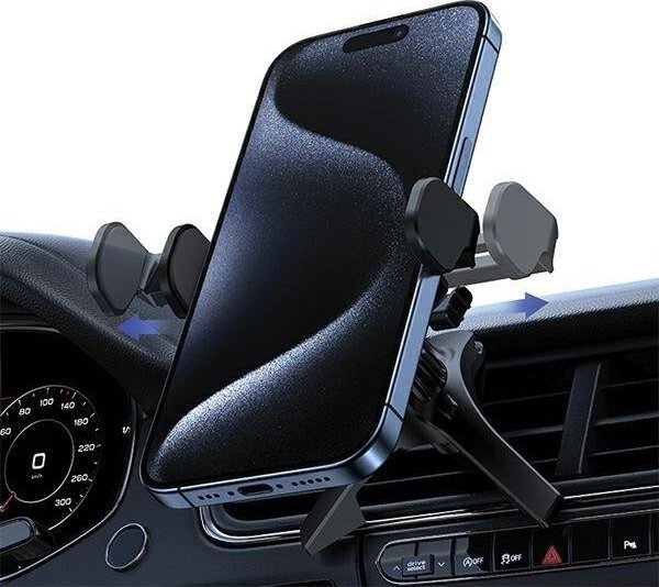 Mbajtëse telefoni për veturë Usams Rotating Holder ZJ77ZJ01, për grilë ajri, rrotulluese, e zezë