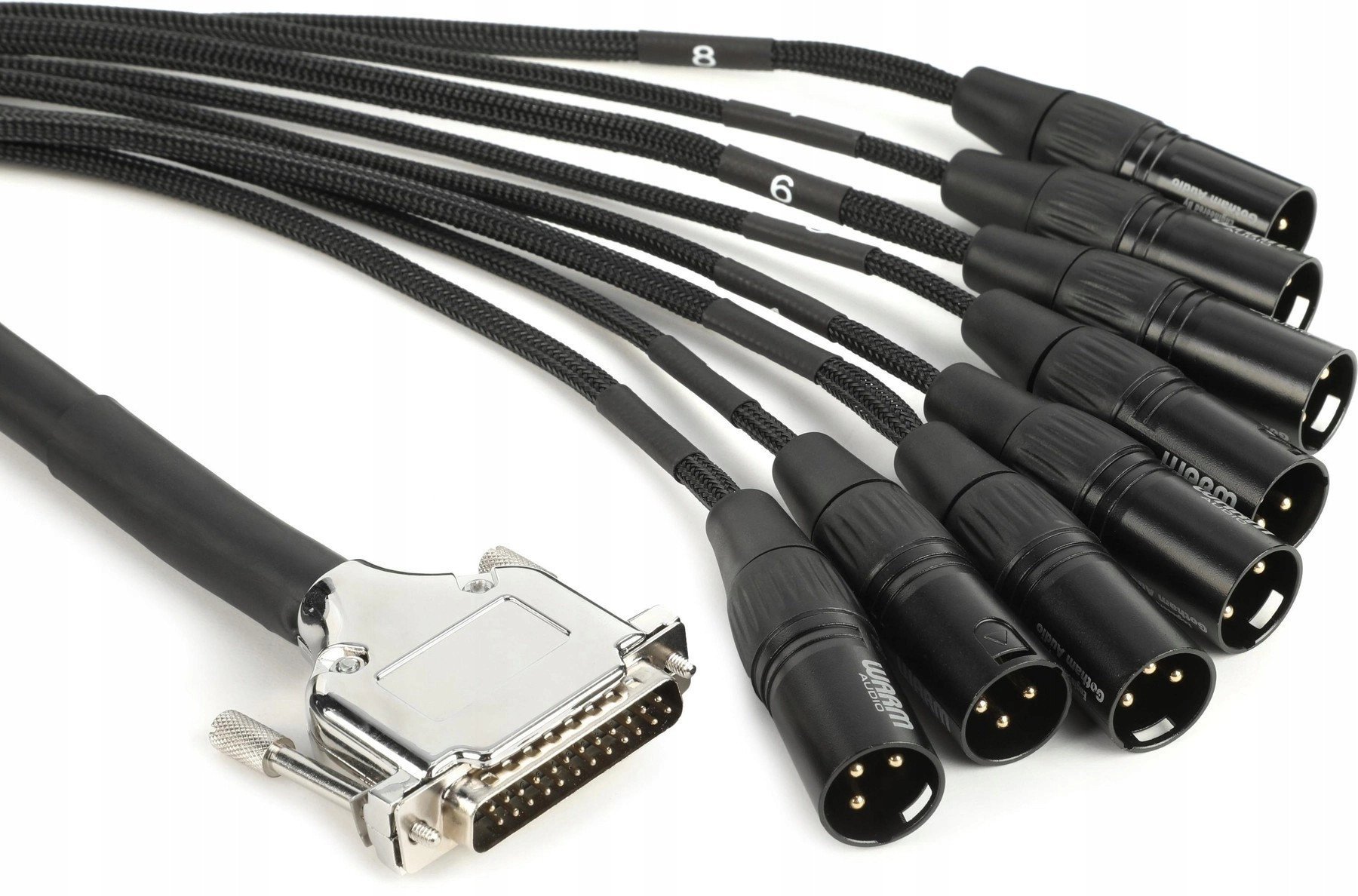 Kabllo audio Warm Audio Prem DB25 në 8x XLR mashkull, 10 ft, e zezë