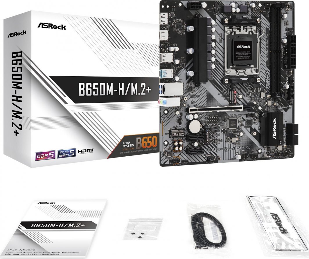 Pllakë amë ASRock B650M-H/M.2+, AMD B650, Socket AM5, 2 slota, Micro ATX