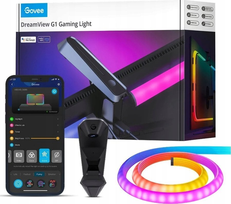 Ndriçim LED për TV Govee DreamView H604B, RGBIC, Wi-Fi, kompatibil me Alexa dhe Google