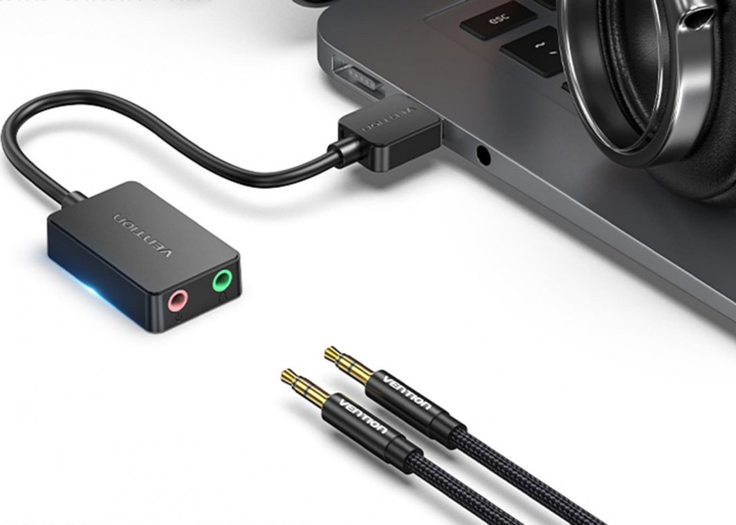 Звучна картичка Vention CDYB0, USB 2.0, влез за микрофон и излез за аудио, црна