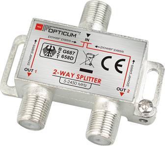 Ndarës sinjali Opticum Splitter 1-2, DVB-T SAT, 2 dalje, argjendtë