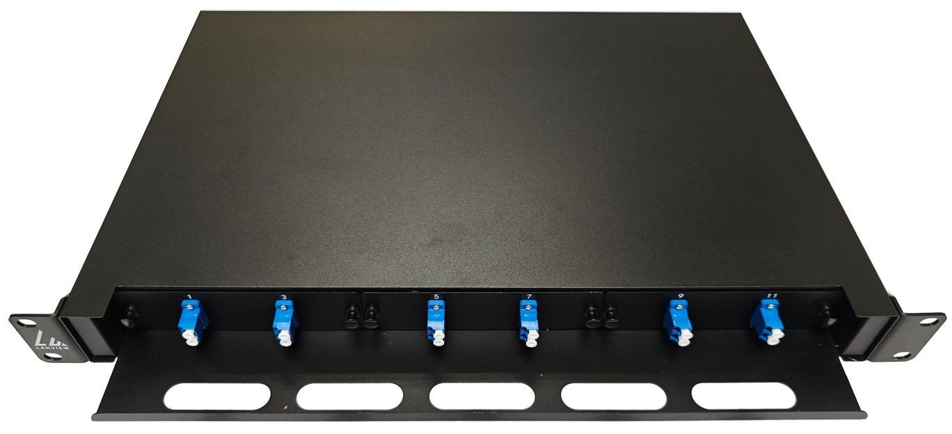 Panel rrëshqitës optik Lanview, për fibër optike, për rack, i zi