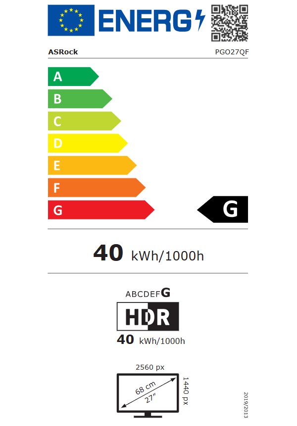 Monitor ASRock PGO27QFV, 27", QHD, i zi