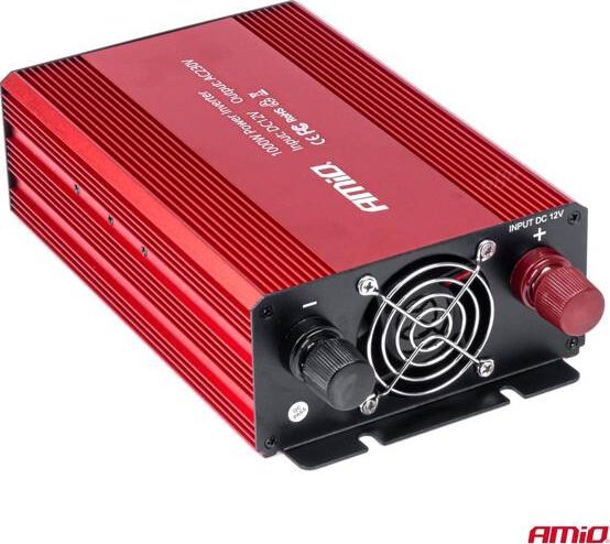 Inverter energjie Amio PI05, 12V në 230V, 1000W 2000W, i kuq