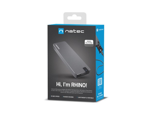 Kuti e jashtme SSD Natec RHINO, M.2 NVMe, USB-C 3.2 Gen 2, alumini