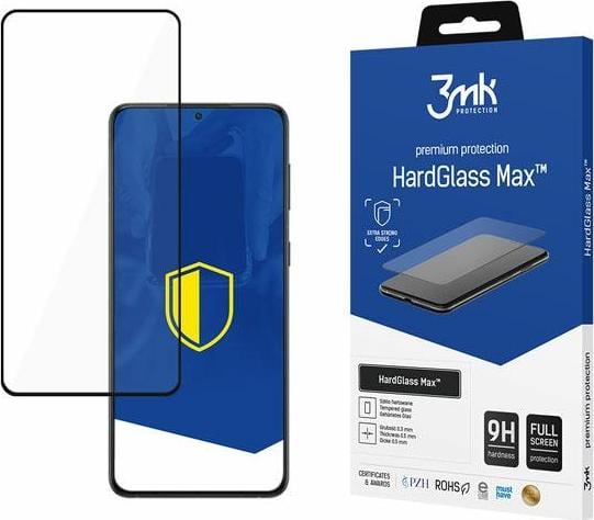 Stakllo e temperuar 3MK HardGlass Max Samsung Galaxy S22 Plus, 3D Edge, e zezë