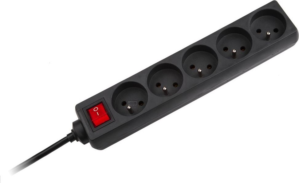 Zgjatës elektrik Rebel URZ3061, 5 prize, kabllo 1.5 m, i zi