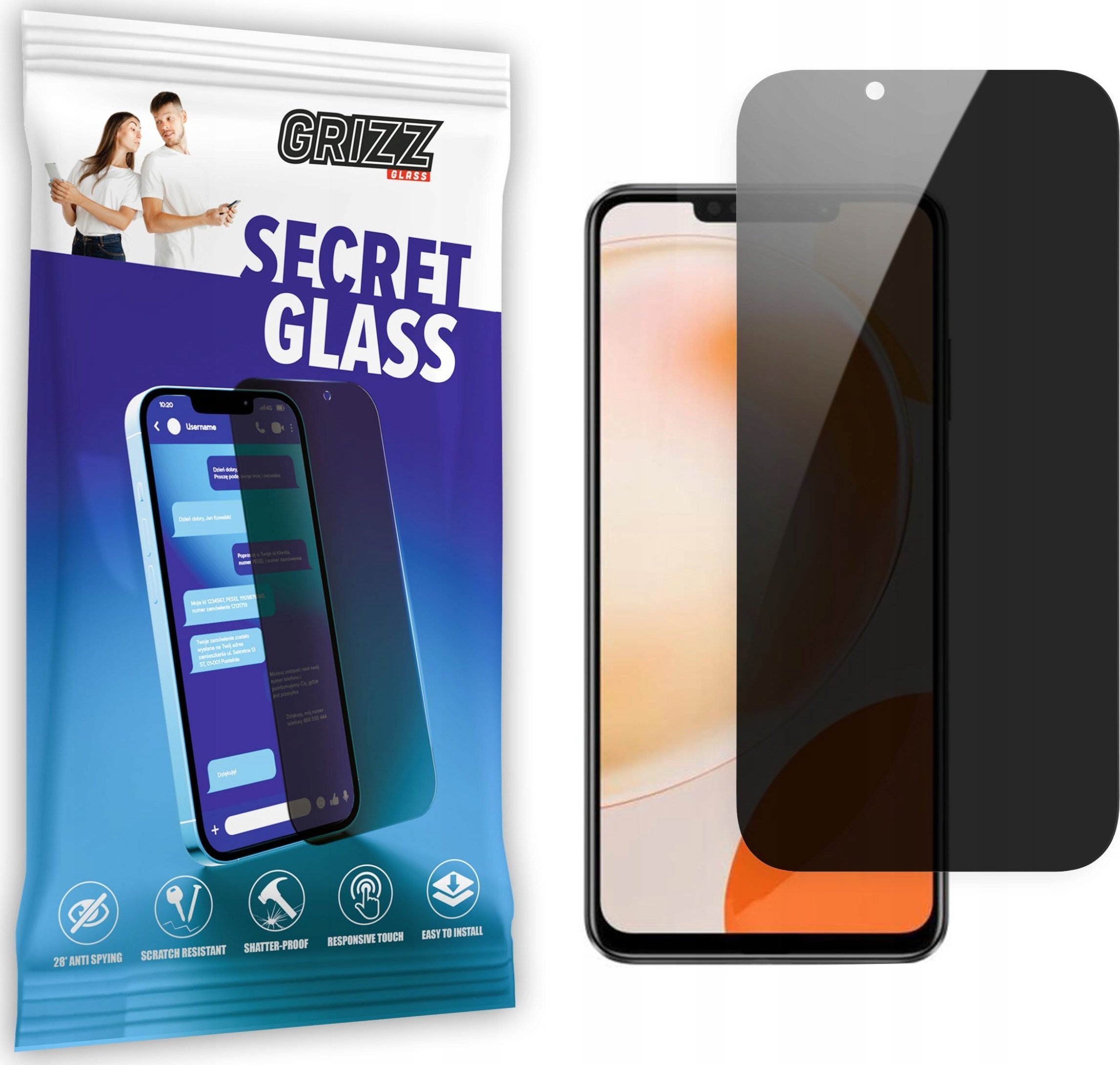 Xham mbrojtës privatësie Grizz SecretGlass për Huawei Nova Y91, rezistent ndaj gërvishtjeve, i tejdukshëm