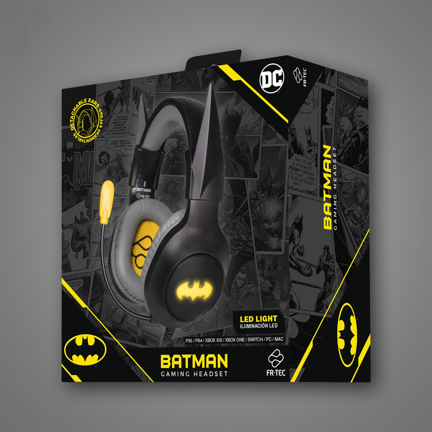 Kufje gaming FRTEC Batman, 50mm, RGB LED, me mikrofon